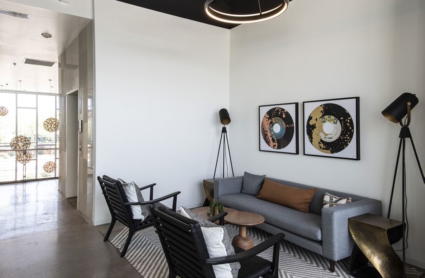 Tenant lounge with curated furnishings